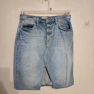 L'agence Tylee Rigid Denim Vented Front Knee-Length Skirt Size 26